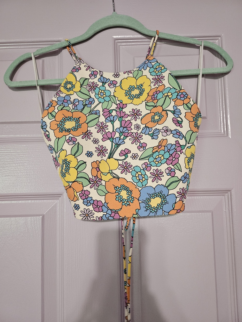 Zara Floral Halter Crop Top - Multicolor - Picture 2 of 6
